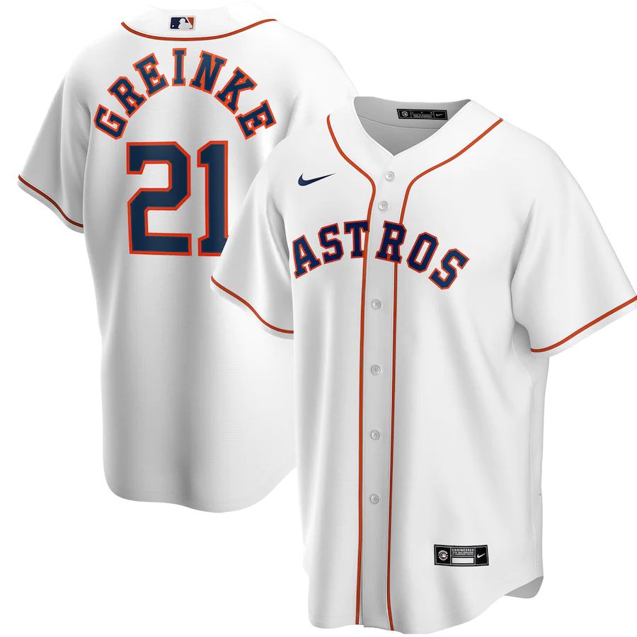 Mens Houston Astros 21 Zack Greinke Nike White Home Replica Player MLB Jerseys